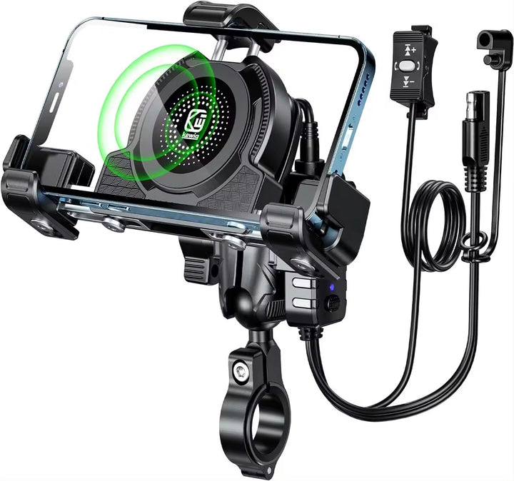 Kewig Motorcycle smart phone seat accessories bracket Anti vibration damper  Suitable phone size:4.0-7.2 inch (With Wireless Charger+usb-c) (M27-A1)
