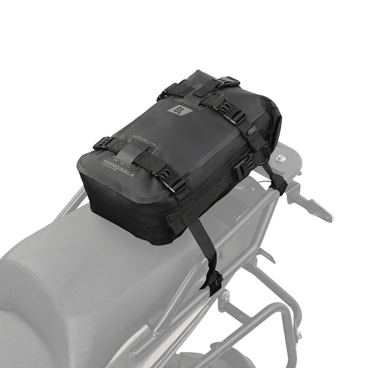 Rhinowalk Motorcycle Backpack 8L Waterproof Motorbike Seat Tail Bag for Adventure Welded Seamless Side Saddle Motopack (MT2208)
