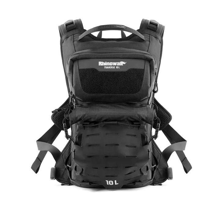 10L Motorcycle Riding Backpack, Adventure Hydration Backpack with Protective Back Padding, Rain Cover & Chest Pack Compatibility