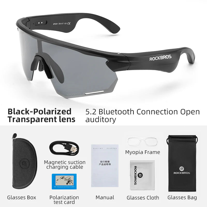 ROCKBROS Bluetooth Polarized Sunglasses Music Speaker Glasses Outdoor Sport (14130002001)