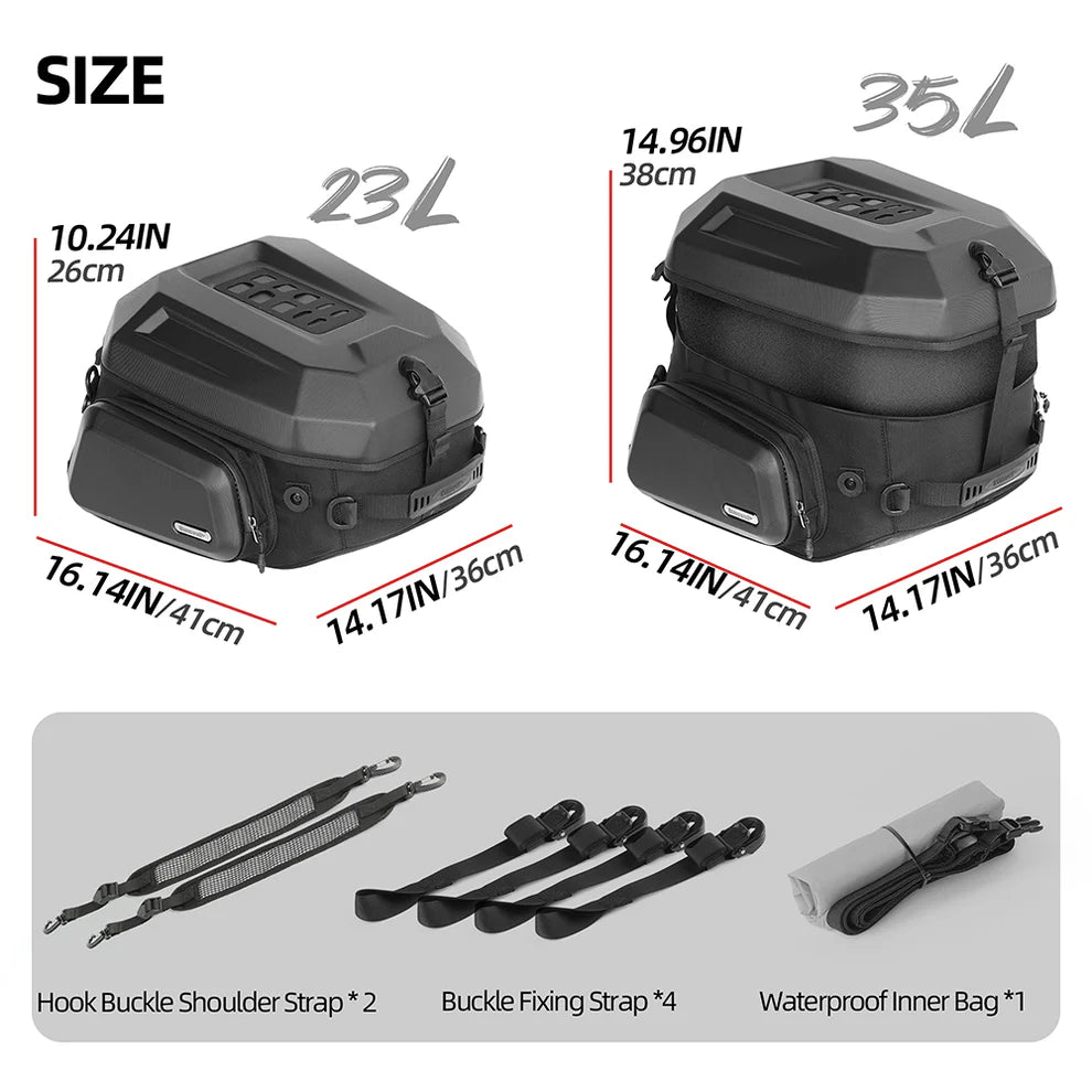 Rhinowalk Motorcycle Tail Bag Waterproof 23L-35L