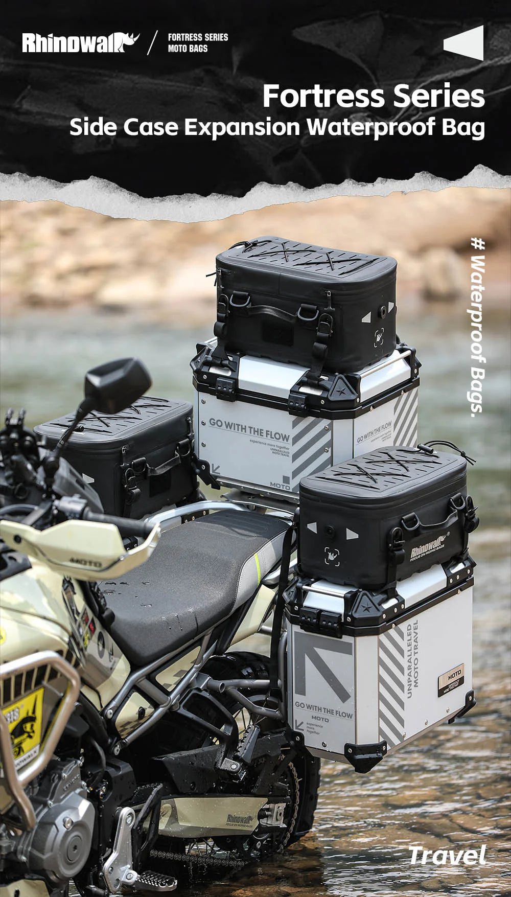 Rhinowalk Extended Waterproof Touring Bag for Side Case