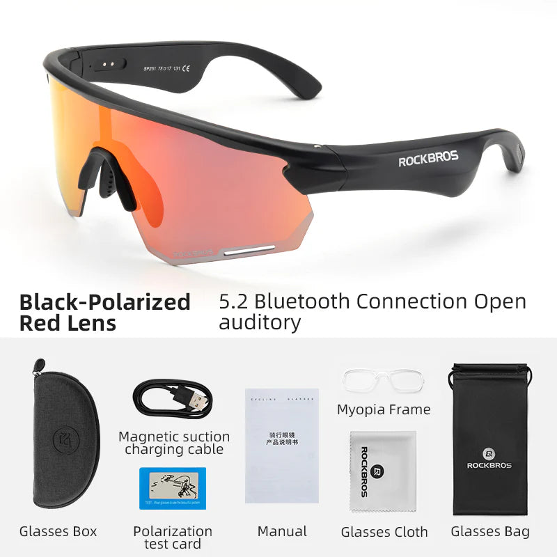 ROCKBROS Bluetooth Polarized Sunglasses Music Speaker Glasses Outdoor Sport (14130002002)