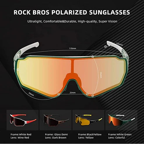 ROCKBROS Polarized Sports Sunglasses UV protection Wind Guide Design (10164)