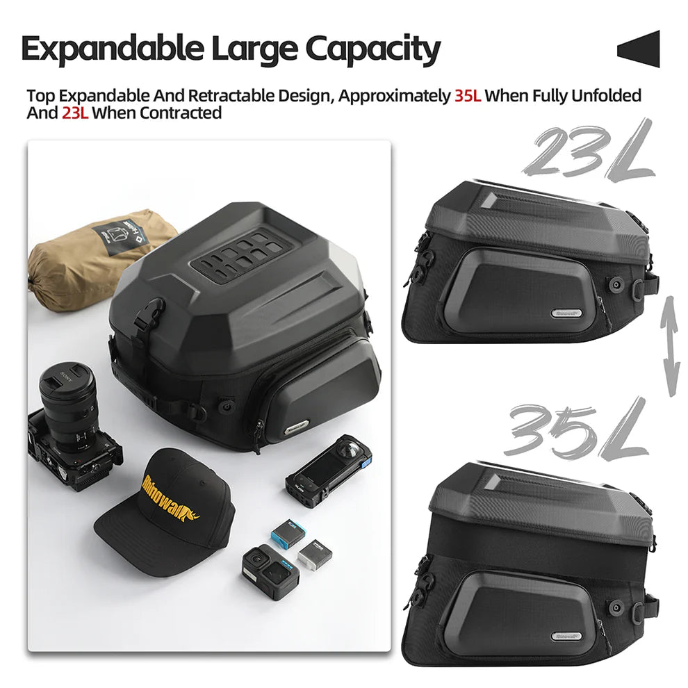 Rhinowalk Motorcycle Tail Bag Waterproof 23L-35L