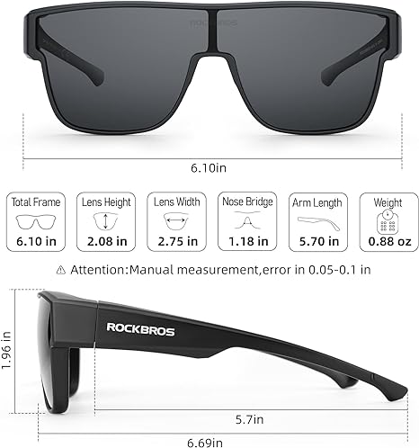 ROCKBROS Polarized Fit Over Wrap Around Sunglasses for Driving (14130003001)