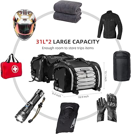 Rockbros Leather Saddle Bag Motorcycle Waterproof Side Bag For