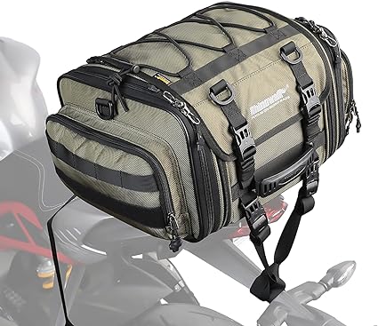 Rhinowalk 19-26L Deluxe Cruiser Tail Bag Motorcycle Tail Trunk Luggage Motorbike Large Capacity Touring Pack for Adventure (MT4026)