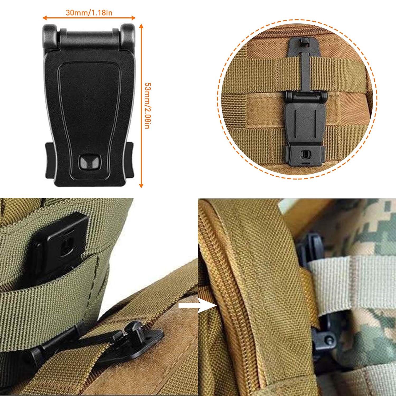 KOLGA BROS Molle Attachments Kit -D-Ring Locking Gear Clip Molle Accessories Kit of 32
Attachments for Webbing Strap Tactical Backpack