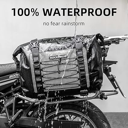 Rockbros Leather Saddle Bag Motorcycle Waterproof Side Bag For Motor Bike 60L Pannier Bag (Pair) (AS-010BGR)