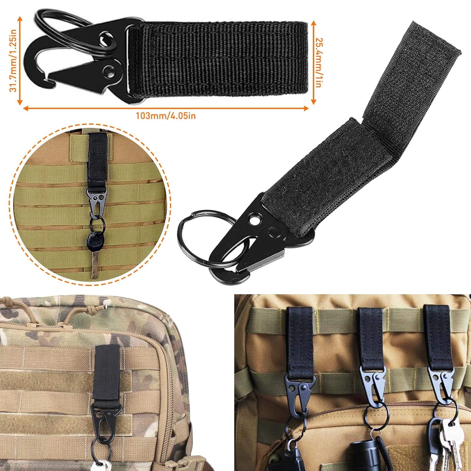 KOLGA BROS Molle Attachments Kit -D-Ring Locking Gear Clip Molle Accessories Kit of 32
Attachments for Webbing Strap Tactical Backpack