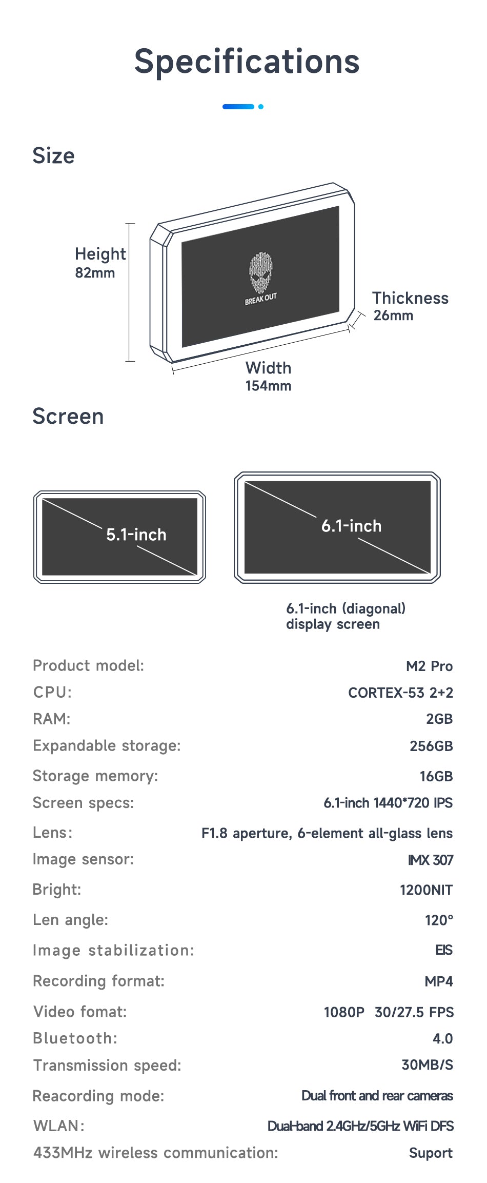 Alien Rider M2 Pro Motorcycle Dual Recording Bike Navigation System TPMS GPS With Touch Screen and Radar