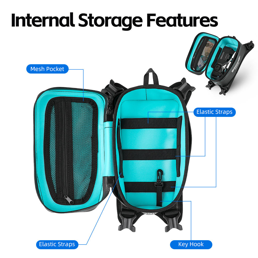Rhinowalk 2L Compact Motorcycle Tank Bag Waterproof Motorbike Fuel Tank Storage Pack Durable TPU Material