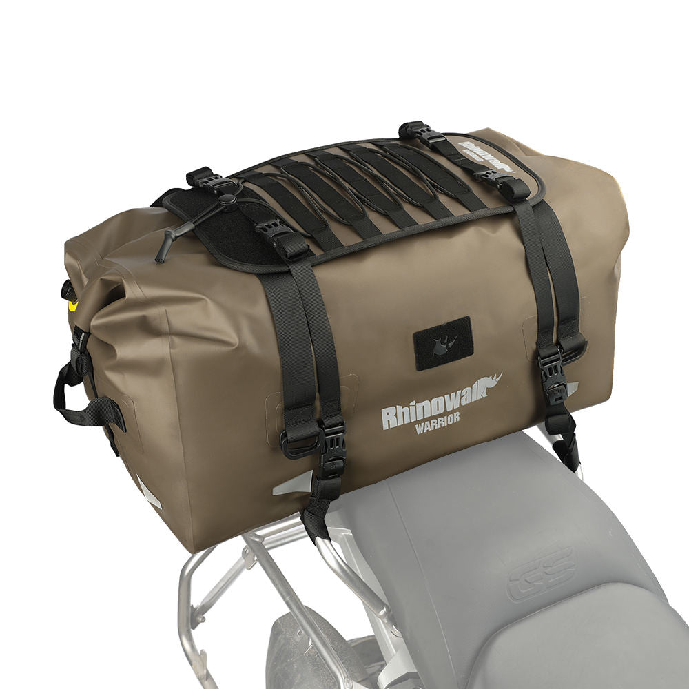 Rhinowalk Warrior Series X 65L Waterproof Motorcycle Roll-Top Duffle Bag Heavy Duty Dry Pack Tail Rear Luggage for Adventure