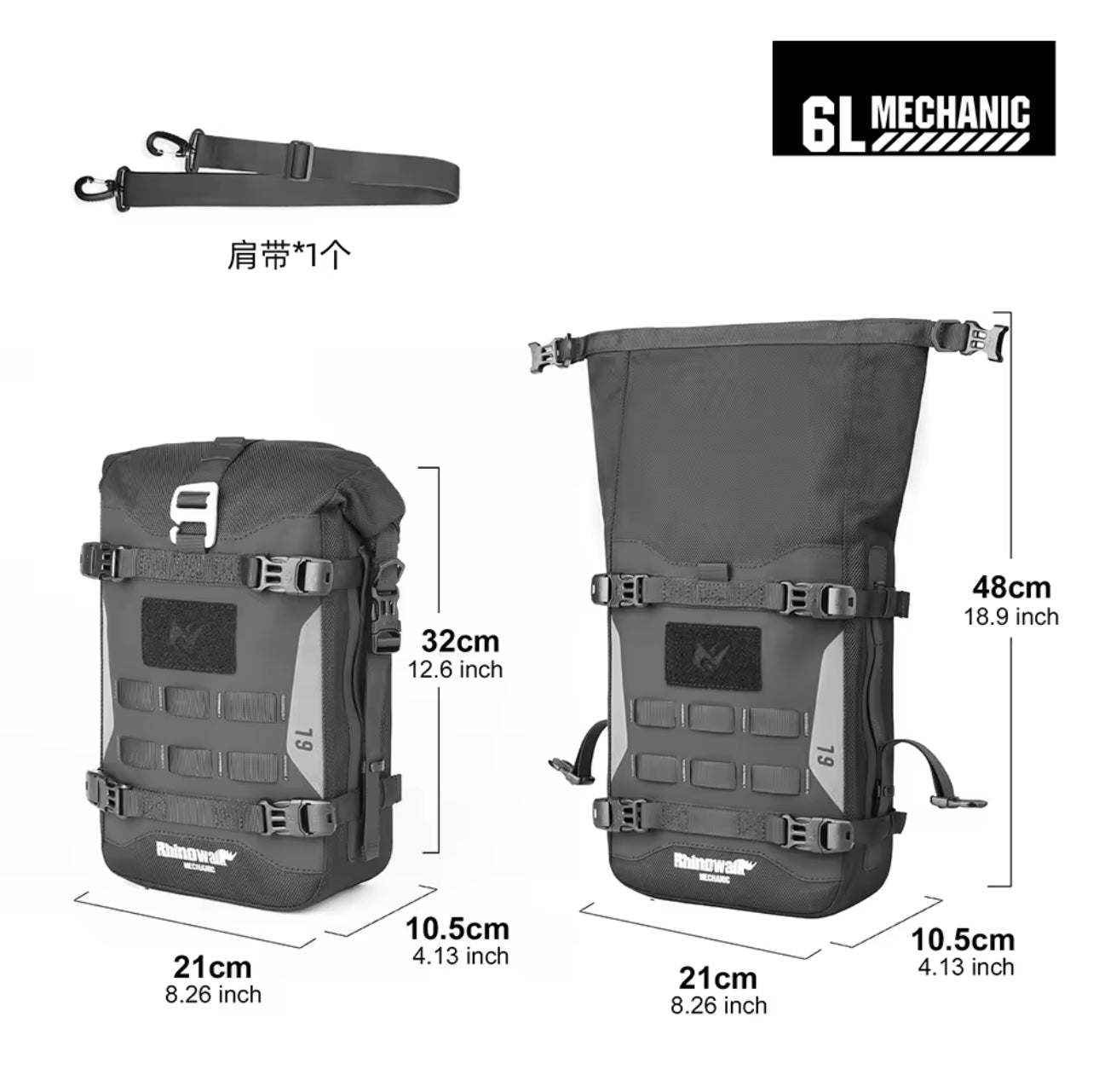 Rhinowalk 6l Waterproof Crash Bar Bag Mechanic Series Motorcycle Bumper Guard Bag Lightweight Molle System Motorcycle Accessory MJX2001