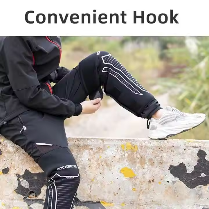 ROCKBROS Winter Reflective Outdoor Knee Protect Leg Sleeve Fleece Keep Warm Knee Support Windproof Kneepads (19400180001)