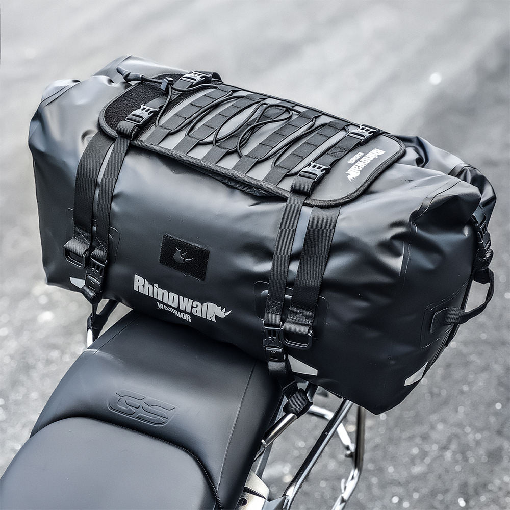 Rhinowalk Warrior Series X 65L Waterproof Motorcycle Roll-Top Duffle Bag Heavy Duty Dry Pack Tail Rear Luggage for Adventure