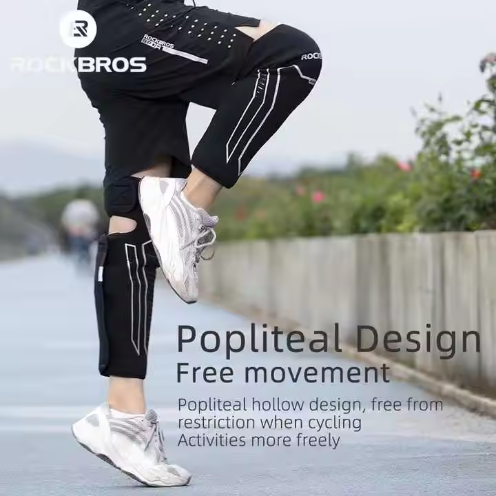 ROCKBROS Winter Reflective Outdoor Knee Protect Leg Sleeve Fleece Keep Warm Knee Support Windproof Kneepads (19400180001)