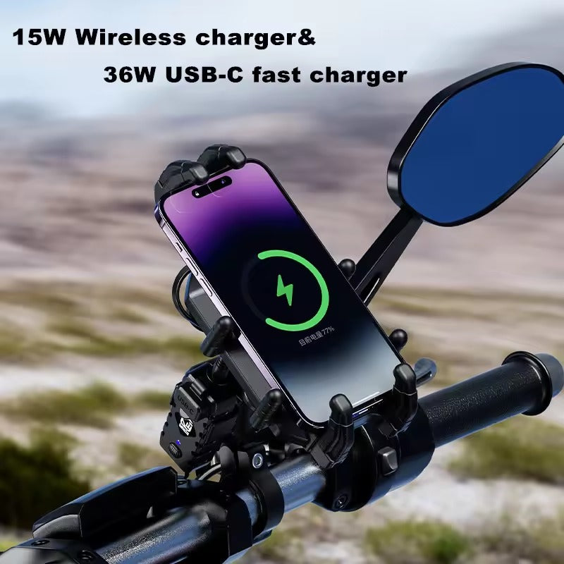 Kewig Motorcycle Accessories Anti-vibration Motorcycle phone holder with Wireless Charger (M26-A1)