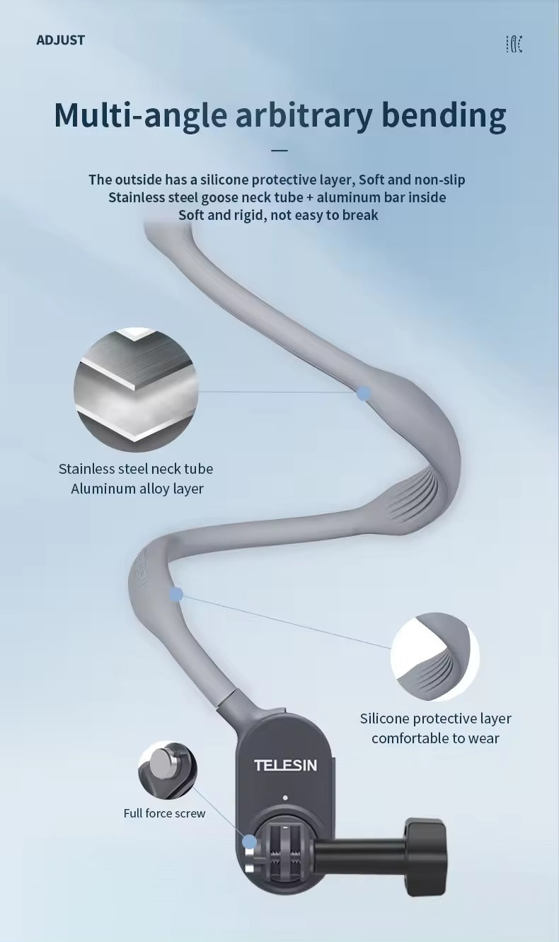 TELESIN Magnetic Silicone Neck Holder Mount for GoPro Hero 11 10 9 8 7 6 5 Insta360 DJI Osmo Action Camera Smartphone (TE-HNB-001)