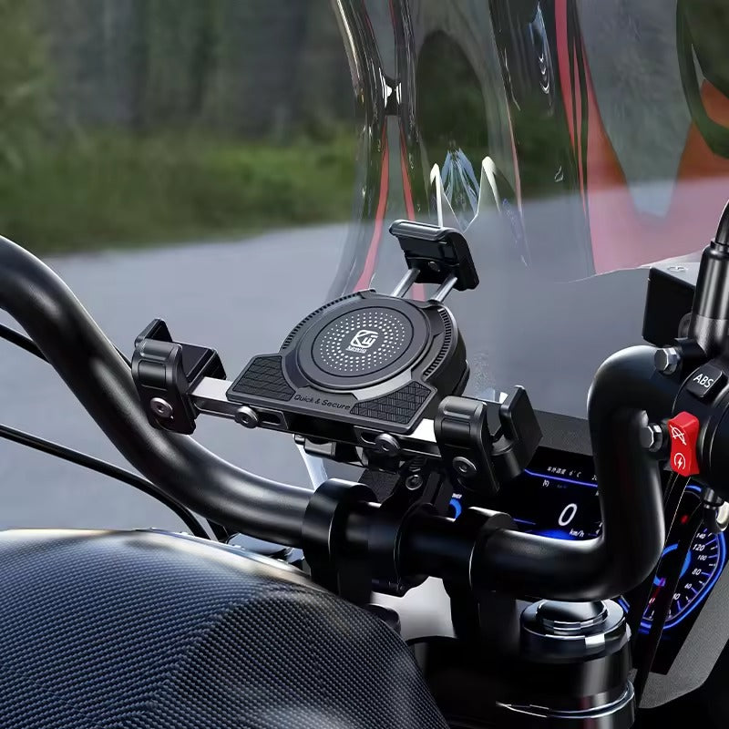 Kewig Motorcycle phone holder Waterproof Anti vibration Damper+safe lock Fit the bar diameter:22mm-32mm Suitable phone size:4.5-7.2inch (Without Charger) (M27-C1)