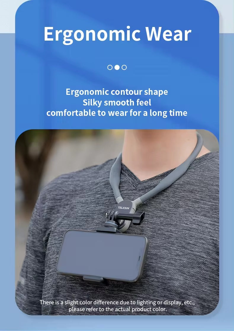 TELESIN Magnetic Silicone Neck Holder Mount for GoPro Hero 11 10 9 8 7 6 5 Insta360 DJI Osmo Action Camera Smartphone (TE-HNB-001)