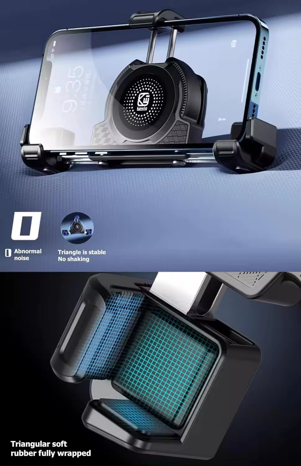 Kewig Motorcycle smart phone seat accessories bracket Anti vibration damper  Suitable phone size:4.0-7.2 inch (With Wireless Charger+usb-c) (M27-A1)