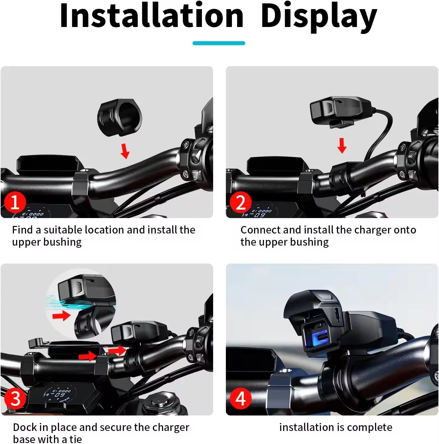 Kewig motorcycle changed to USB Super fast charge waterproof Input voltage:dc12-24v Output voltage:36v (C Charger) (B10-C)