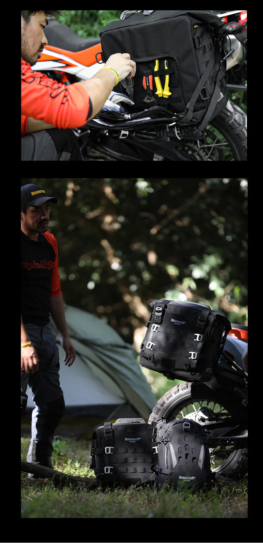 Rhinowalk 35L Motorcycle Quick Release Side Pannier Bag, Motorbike Seat Saddle Tail Bag for ADV Motorcycle Luggages Accessories (MJX2004) Mechanics Series SET OF TWO BAGS WITH ALL THE MOUNTING ACCESSORIES