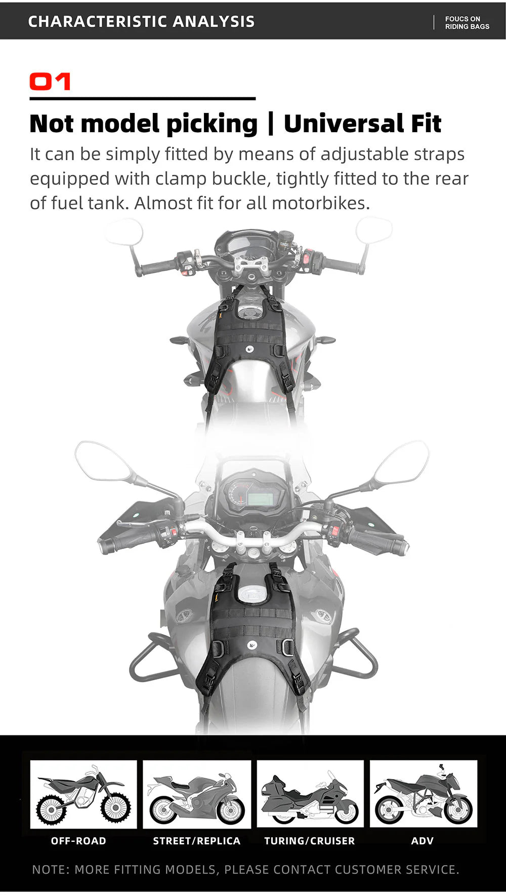 Motorcycle Tank Bag Portable Motor Accessory For Universal Motor Cross Fuel Tank Kit Installation Accessories Motor Front Bag (MT001A)