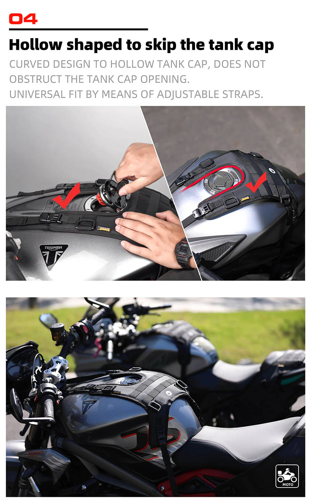 Motorcycle Tank Bag Portable Motor Accessory For Universal Motor Cross Fuel Tank Kit Installation Accessories Motor Front Bag (MT001A)