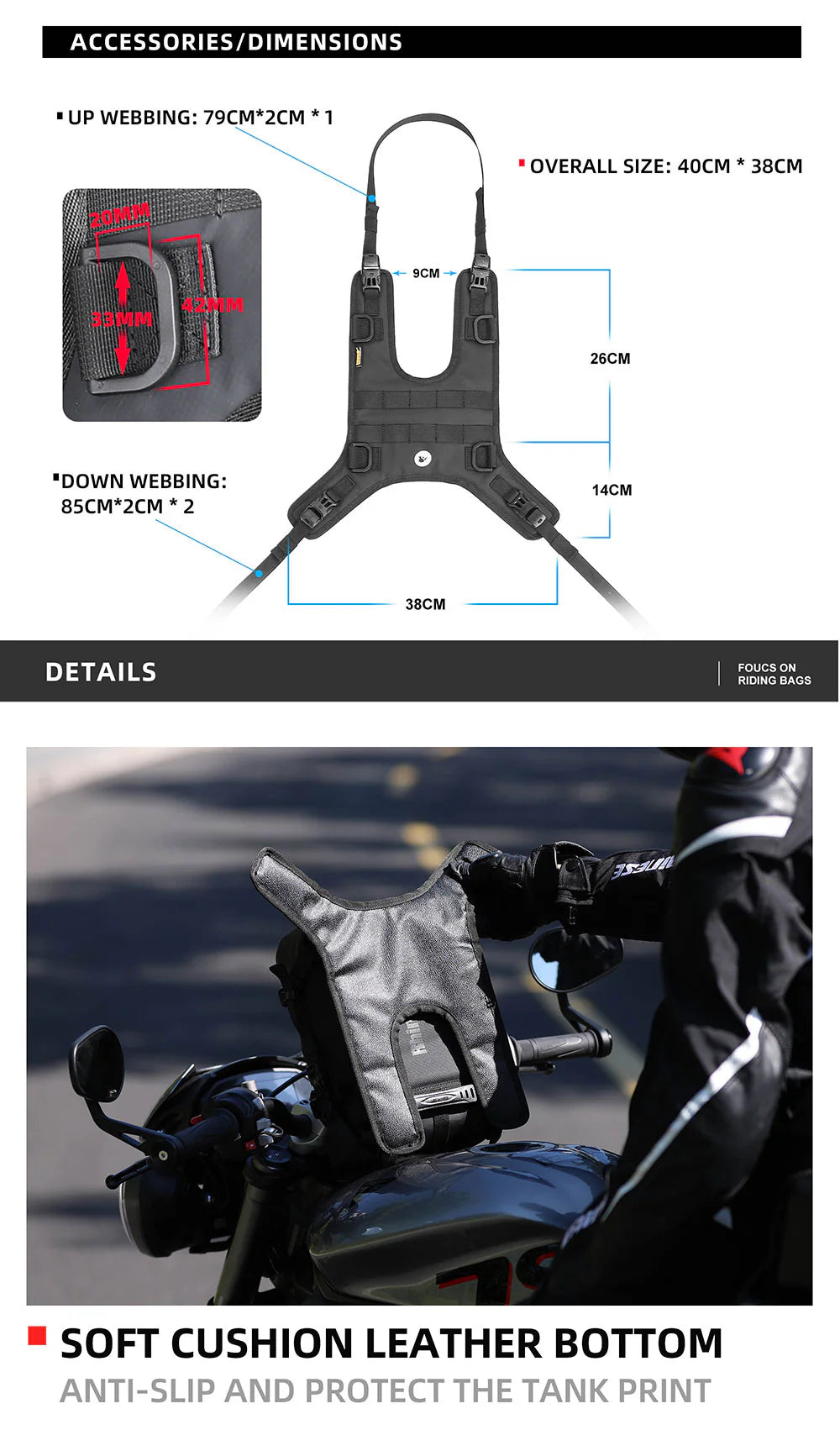 Motorcycle Tank Bag Portable Motor Accessory For Universal Motor Cross Fuel Tank Kit Installation Accessories Motor Front Bag (MT001A)