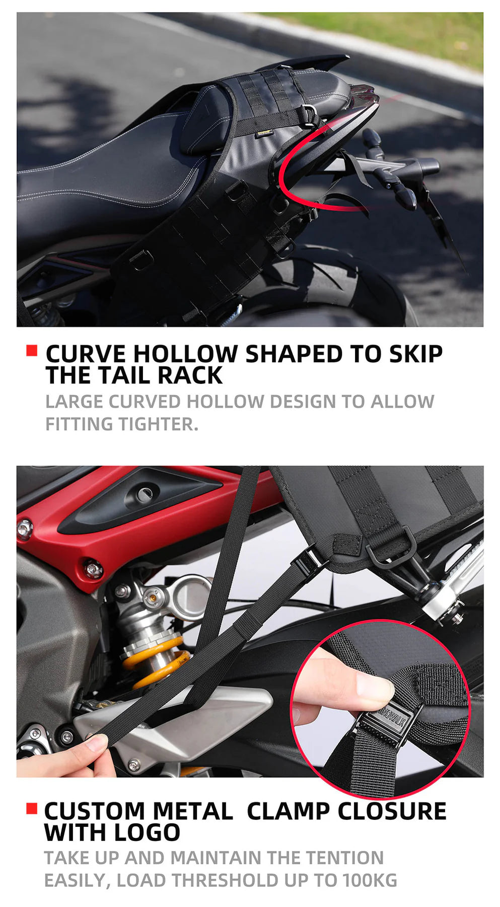 Rhinowalk Motorcycle Saddle Bag Mounting Base Motorbike Tail Seat Bag OS Base for ADV, Dirt Bikes Motorcycle Accessories (MT002A)