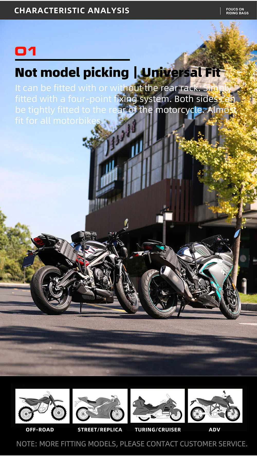 Rhinowalk Motorcycle Saddle Bag Mounting Base Motorbike Tail Seat Bag OS Base for ADV, Dirt Bikes Motorcycle Accessories (MT002A)