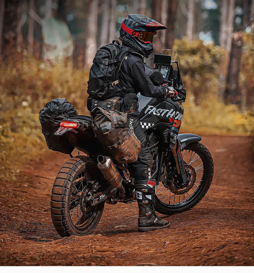 Rhinowalk Motorcycle Waterproof Saddle Bag 48L Bike Tail Seat Luggage for Off/On Road ADV Long Distance Touring (Pair-Set) (MT1448)