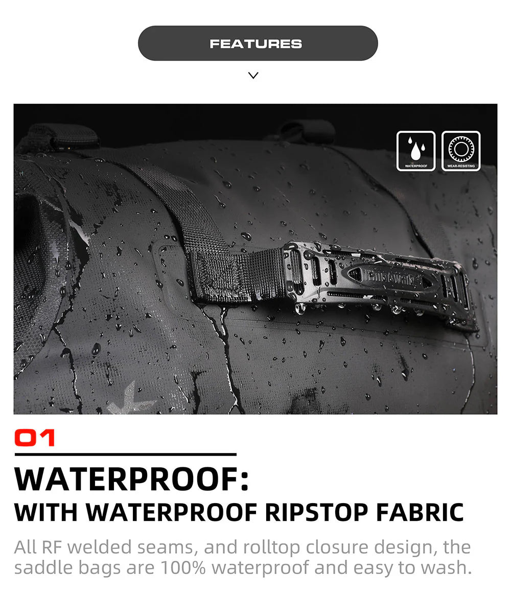 Rhinowalk 28 Liter Waterproof Pannier Bag for Motorcycle Adventure High Quality Motorbike Saddle Drypack-Pair (MT1428)