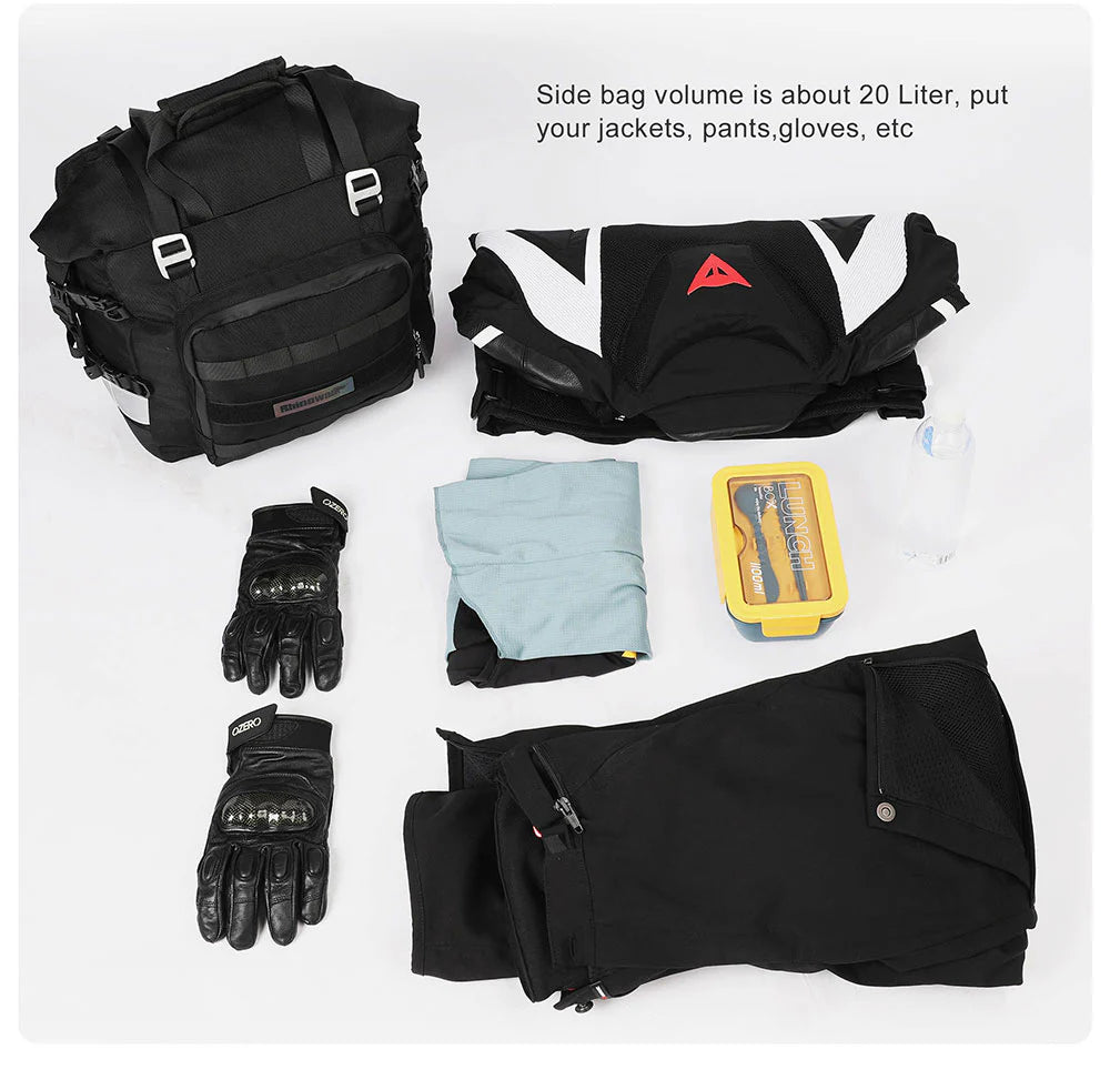 Rhinowalk Motorcycle SaddleBag 20L Sturdy Drift Bike Saddle Seat Side Bag for Motorbike Luggage Touring Adventure (Single Unit) (MT2040)