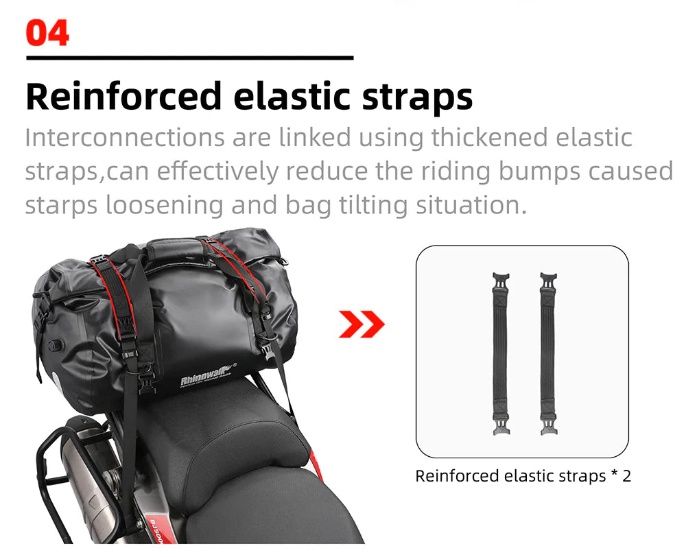 Rhinowalk 45L Waterproof Motorcycle Duffle Bag Heavy Duty Motorcycle Dry Tail Tool Bag for Adventure Bike (MT20450)