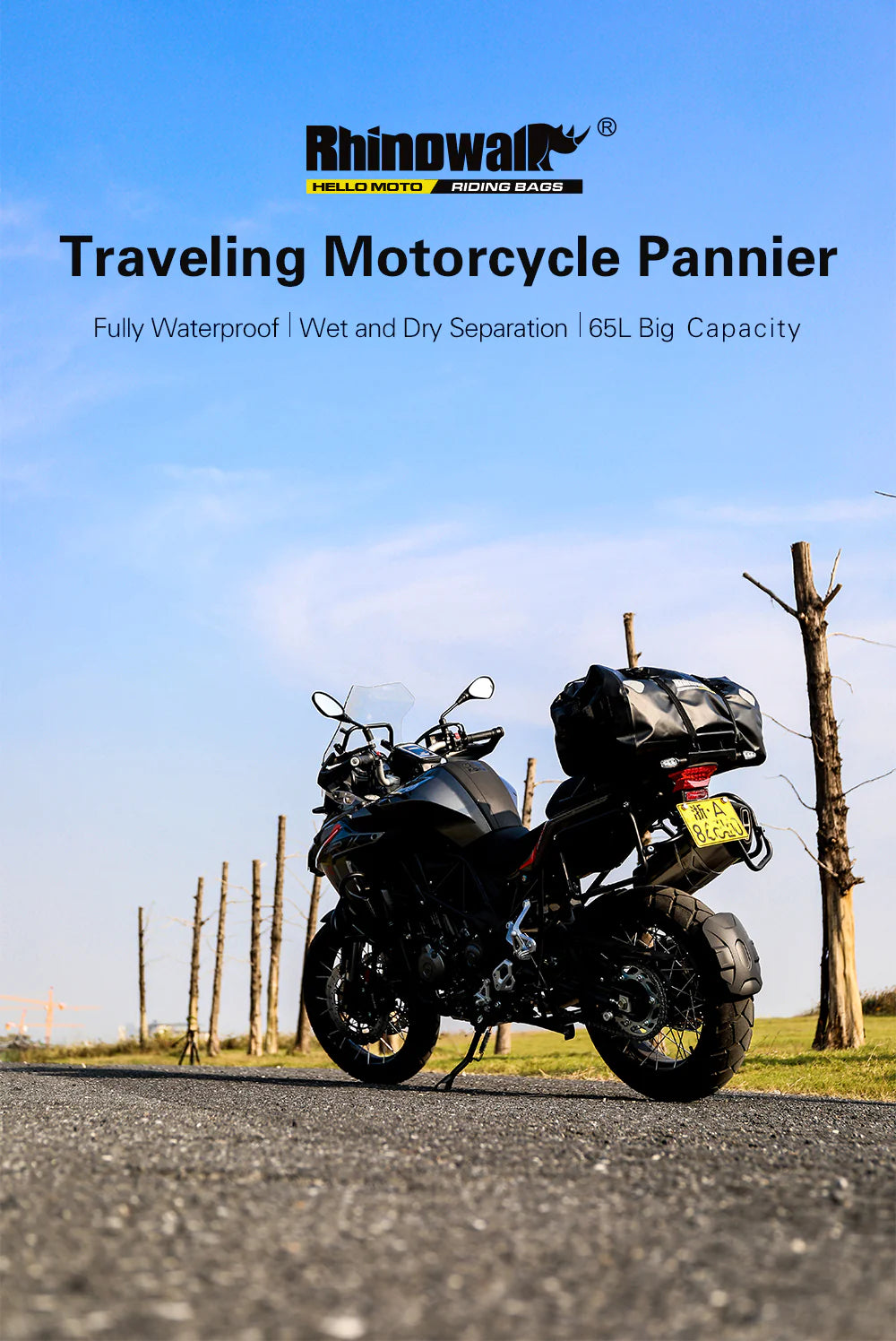 Rhinowalk 65L Motorcycle Waterproof Bag Large Capacity Motorcycle Dry Duffel Bag (MT20650)