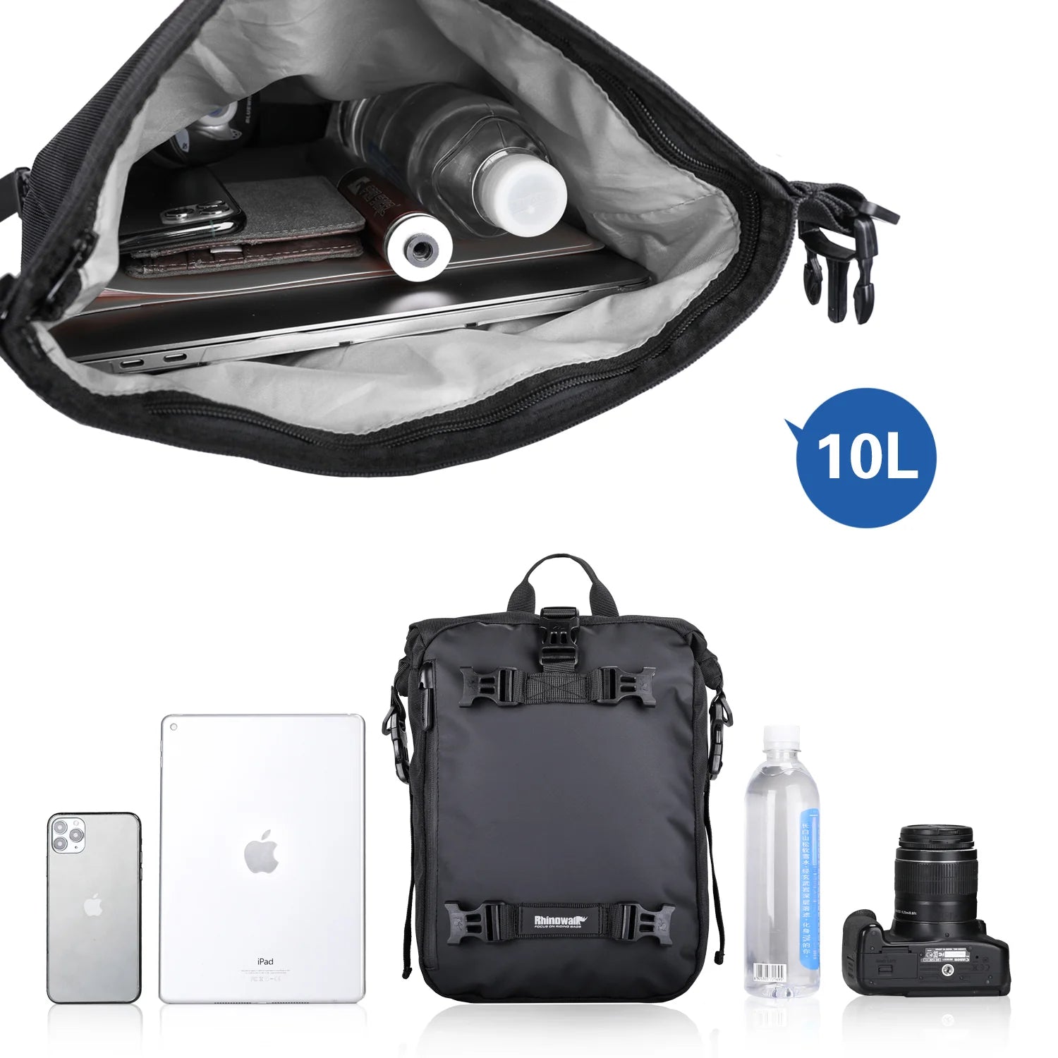 Rhinowalk 10L Motorbike Tail Bag Commuter Sport Motorcycle Seat Bag Urban Motorcycle Side Touring Pack (MT21610)