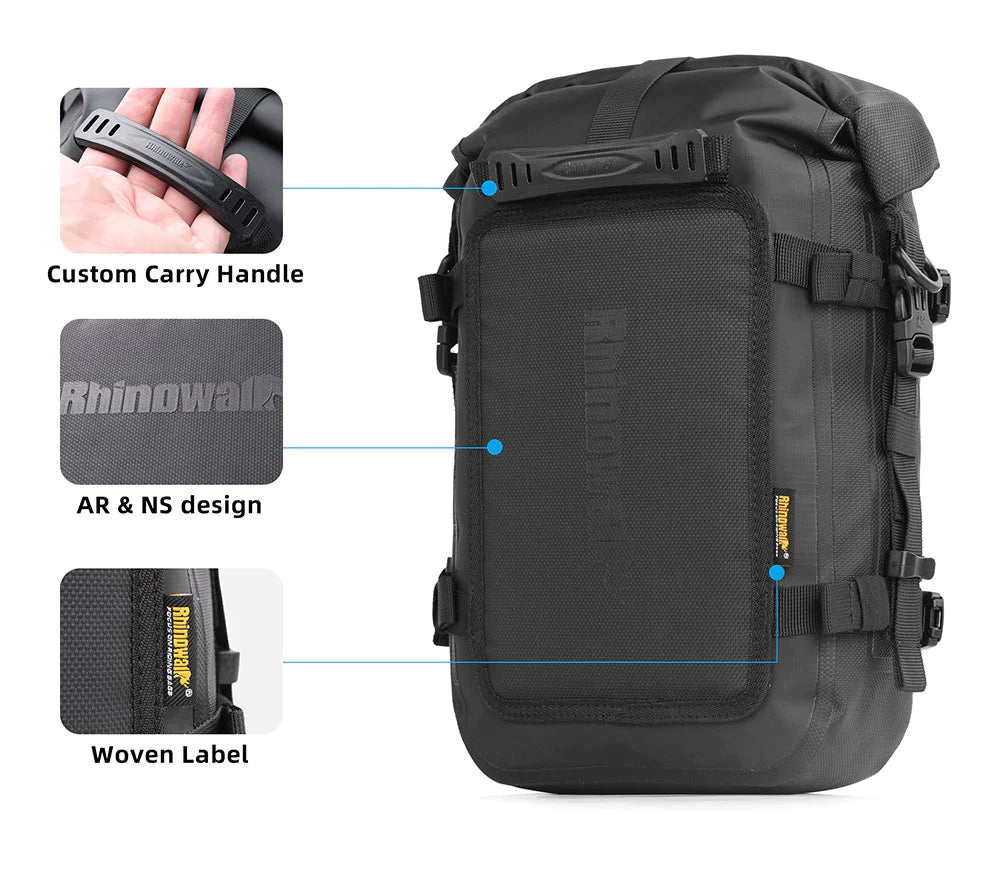 Rhinowalk Crash Bar Dry Bags Waterproof Motorcycle Bag for Crash Bar Motorbike Bumper Bag for Tail Side Seat Motorcycle Pack (Black) (MT2206)