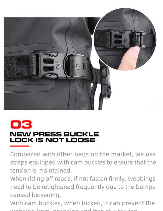 Rhinowalk Crash Bar Dry Bags Waterproof Motorcycle Bag for Crash Bar Motorbike Bumper Bag for Tail Side Seat Motorcycle Pack (Black) (MT2206)