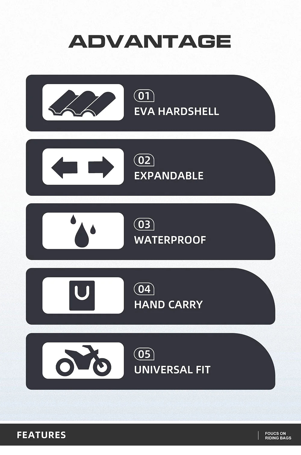 Rhinowalk Hard Shell Tail Bag for Expandable 23L-35L Motorcycle Saddle Tail Seat Bags for Motorbike Luggage Accessory (MT2335)