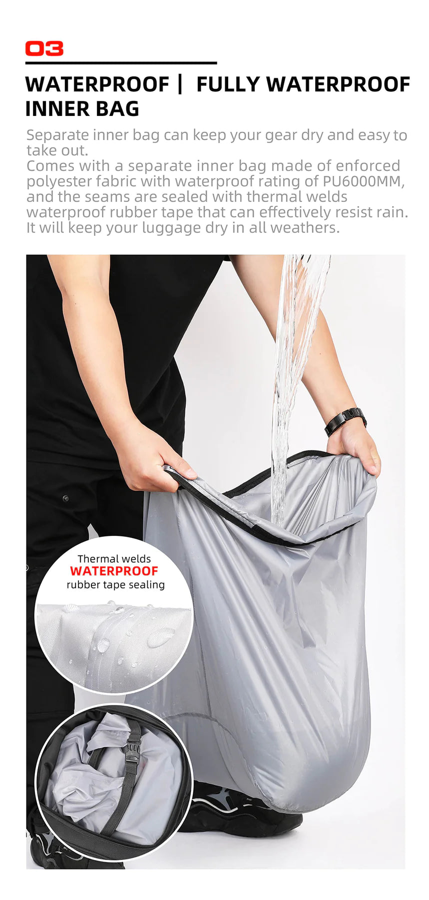 Rhinowalk Hard Shell Tail Bag for Expandable 23L-35L Motorcycle Saddle Tail Seat Bags for Motorbike Luggage Accessory (MT2335)