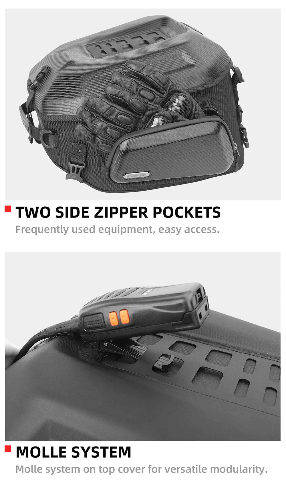 Rhinowalk Hard Shell Tail Bag for Expandable 23L 35L Motorcycle Saddle motoearth.in