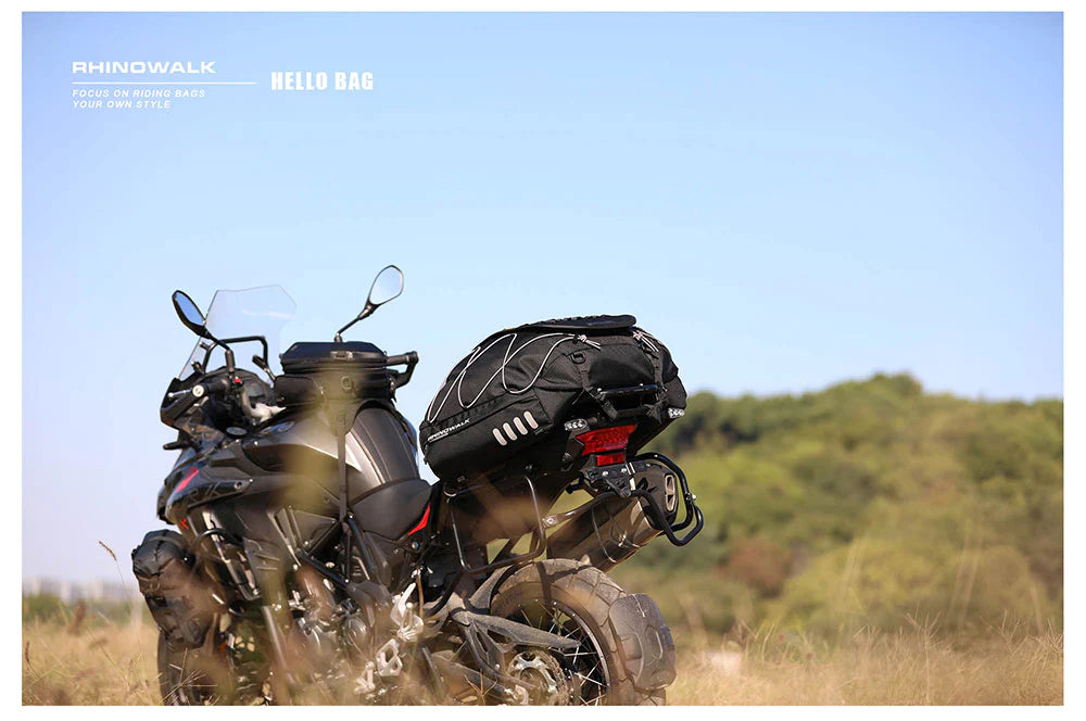 Rhinowalk 35-50L Rhinowalk Black Expandable Waterproof Motorcycle Rear Seat Tail Bag for Luggage Case Rack (MT3550)