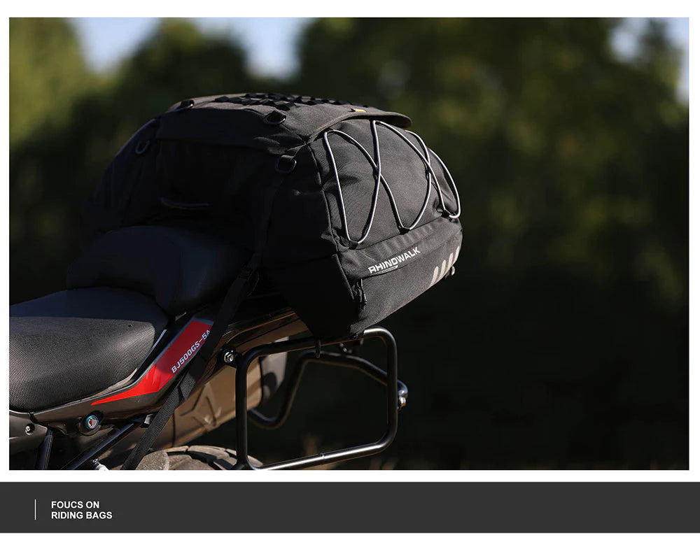 Rhinowalk 35-50L Rhinowalk Black Expandable Waterproof Motorcycle Rear Seat Tail Bag for Luggage Case Rack (MT3550)