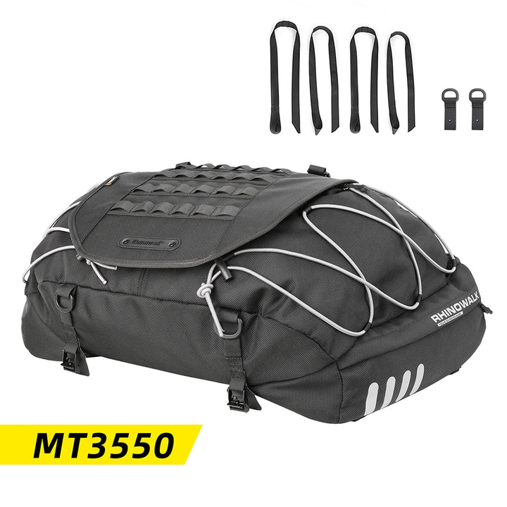 Rhinowalk 35-50L Rhinowalk Black Expandable Waterproof Motorcycle Rear Seat Tail Bag for Luggage Case Rack (MT3550)