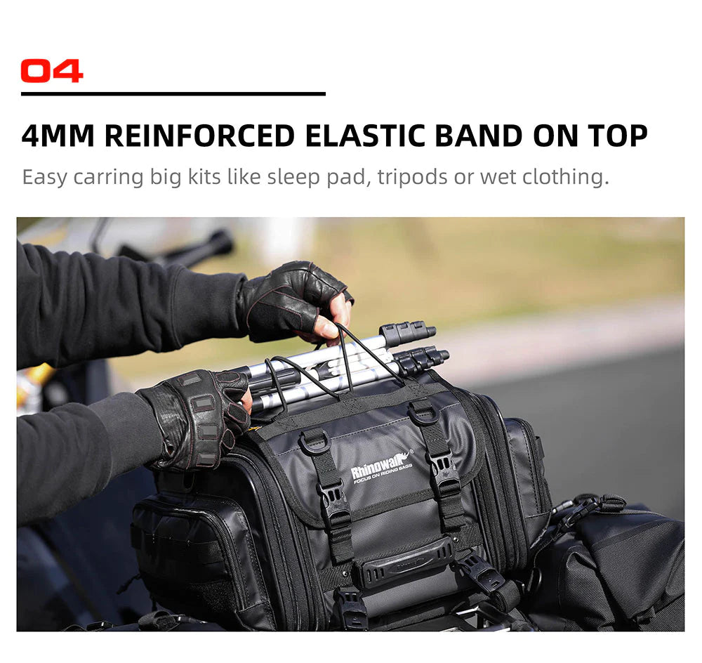 Rhinowalk 19-26L Deluxe Cruiser Tail Bag Motorcycle Tail Trunk Luggage Motorbike Large Capacity Touring Pack for Adventure (MT4026)