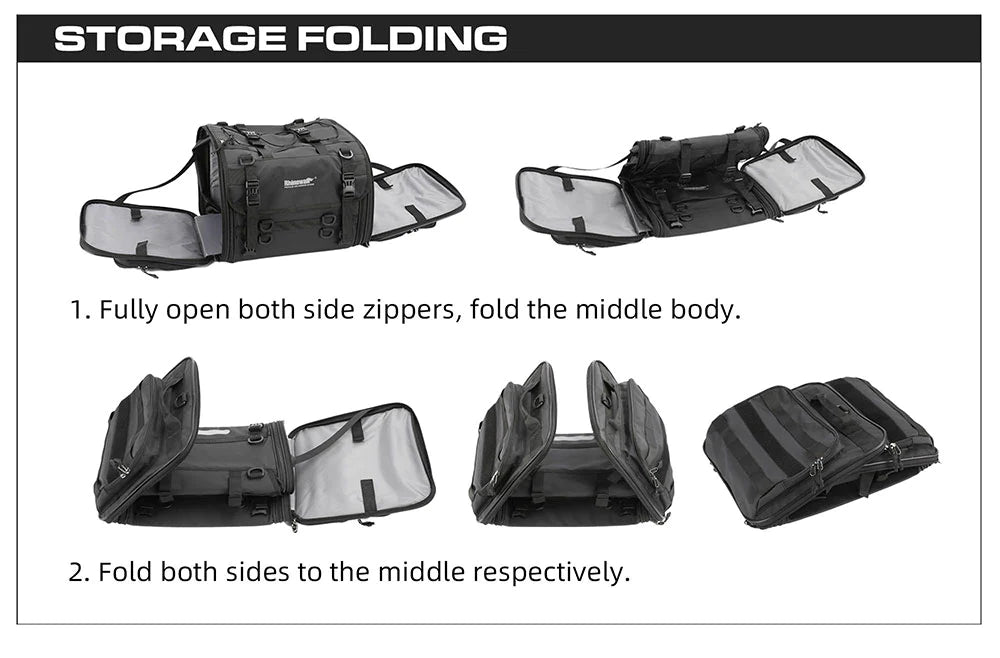 Rhinowalk 19-26L Deluxe Cruiser Tail Bag Motorcycle Tail Trunk Luggage Motorbike Large Capacity Touring Pack for Adventure (MT4026)